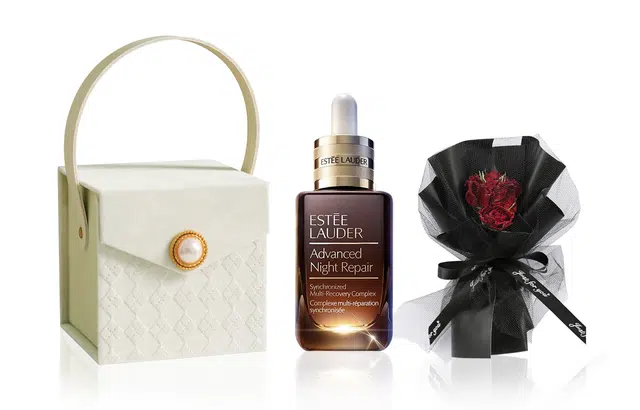 雅诗兰黛 雅诗兰黛小棕瓶精华+黑美人花束 菱形山茶花礼盒护肤套装 淡纹修护