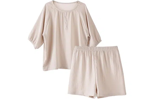 怡吾色 睡衣女夏季纯色肌理感短袖家居服简约可外穿 甜美可爱 女款