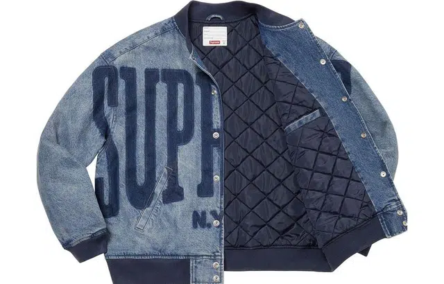 Supreme SS23 Week9 washed knockout denim varsity jacket Logo
