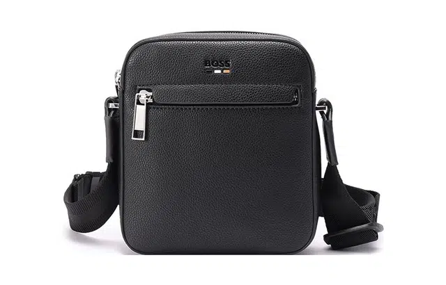 HUGO BOSS Logo Embossed Crossbody Bag Black