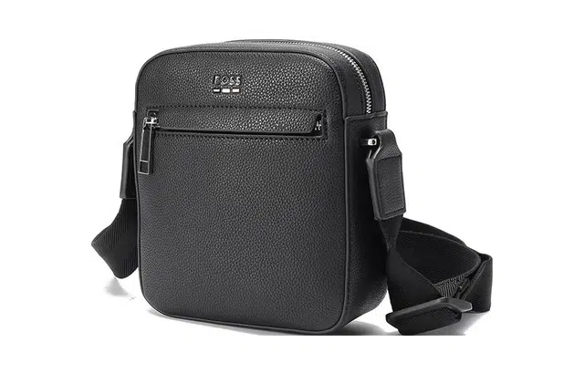 HUGO BOSS Logo Embossed Crossbody Bag Black