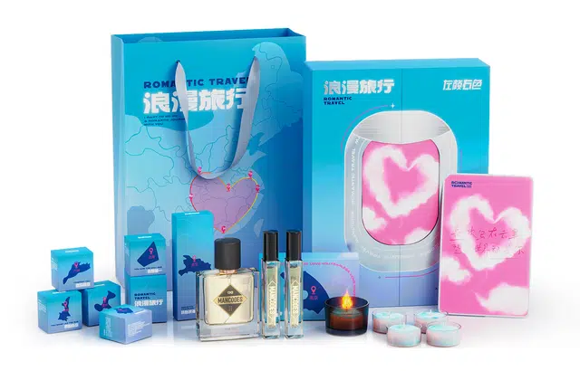 左颜右色 浪漫旅行香水香氛礼盒 多巴胺芭比粉高定精致持久留香木质淡香高级持久 香薰蜡烛送男生送女生礼物
