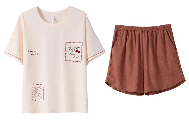 安之伴 夏季薄款舒适可外穿短袖短裤宽松版家居服套装 女款