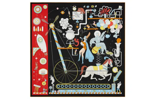 Hermes Twill Printed Scarf Black