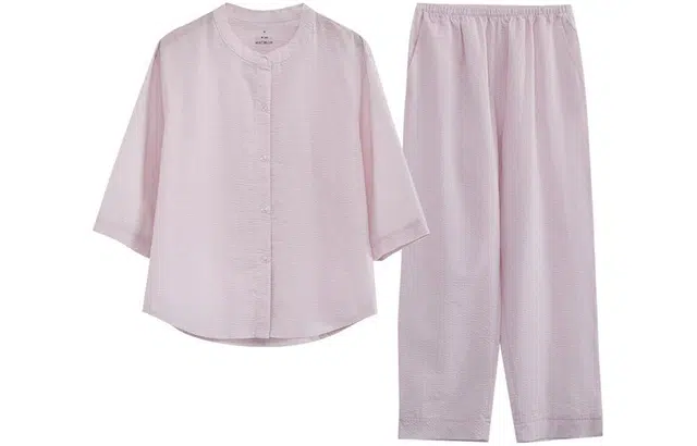 怡吾色 泡泡空气棉系列 纯色简约休闲可外穿家居服套装 情侣款春夏睡衣