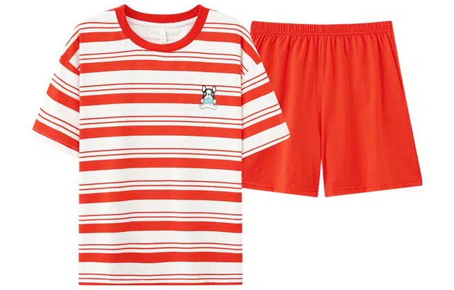 怡吾色 夏季短袖情侣睡衣时尚条纹简约休闲可外穿家居服套装