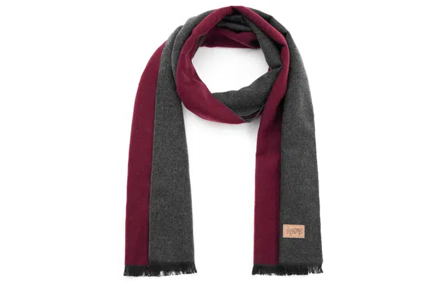 肯默秋冬羊毛拼色围巾时尚百搭围脖  男女同款  灰红色