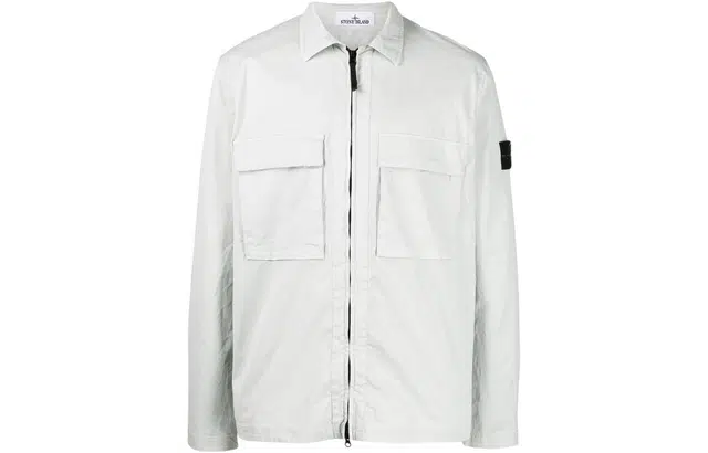 Stone Island Logo Zip Jacket White