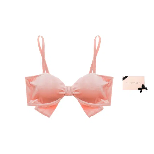 好奇蜜斯内衣女薄款文胸无钢圈丝绒法式可爱胸罩纯欲 好奇蝴蝶结 礼盒装