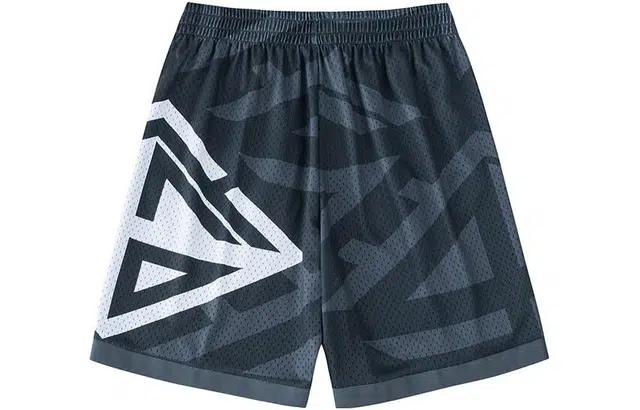 安踏 比赛系列 撞色图案印花松紧腰针织比赛短裤 男款 蟹灰色