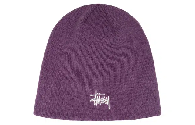 Stussy Logo Embroidered Beanie Purple