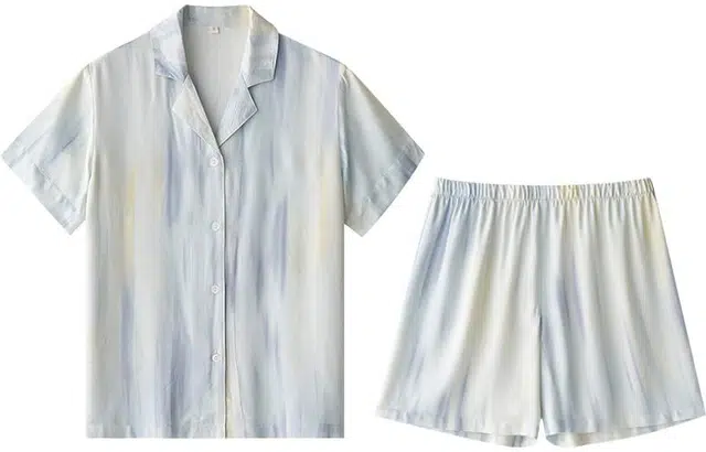 怡吾色 春夏季清新渐变印花 短袖薄款两件套装 家居服套装 长袖睡衣女