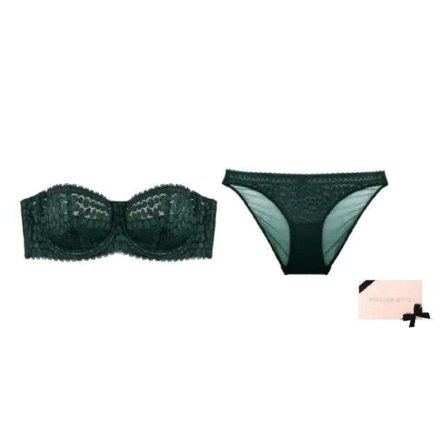 好奇蜜斯无肩带内衣女夏季薄款大胸显小抹胸防滑隐形文胸套装裹胸美背 礼盒装