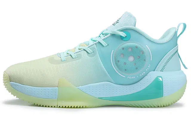 匹克 织物合成革 实战 减震防滑耐磨 中帮 篮球鞋 男款 蓝绿