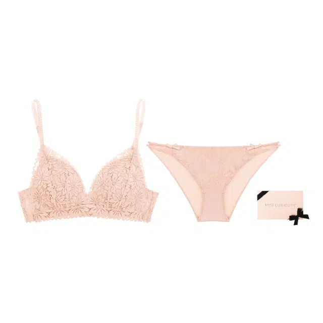 好奇蜜斯小胸聚拢内衣女夏季薄款显大无钢圈文胸套装性感蕾丝胸罩 礼盒装