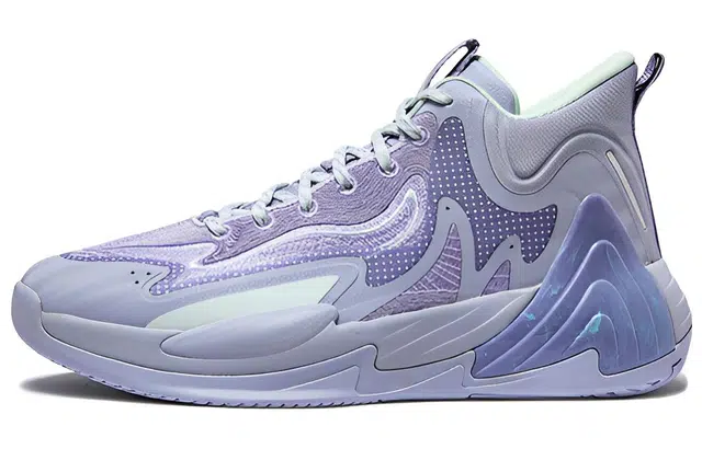 鸿星尔克 减震防滑耐磨 中帮 篮球鞋 紫色