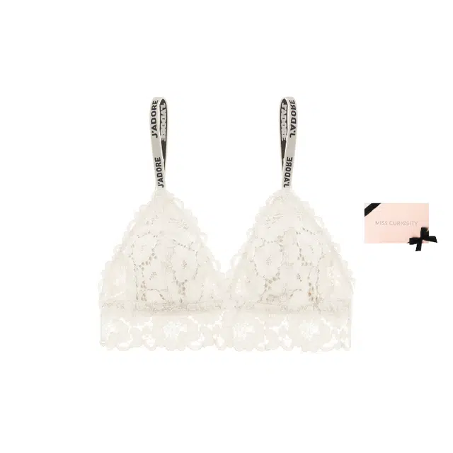 好奇蜜斯法式内衣女无钢圈带胸垫夏季薄款文胸蕾丝三角杯胸罩 礼盒装