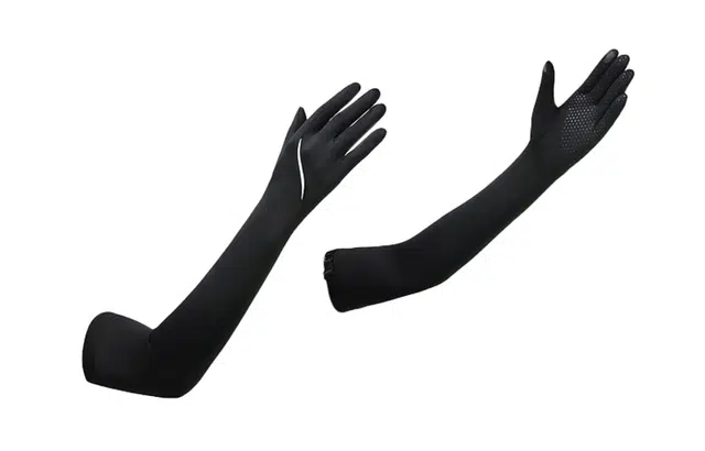 白卷 薄冰丝户外防紫外线袖套护臂 全指防晒 防晒袖 女款