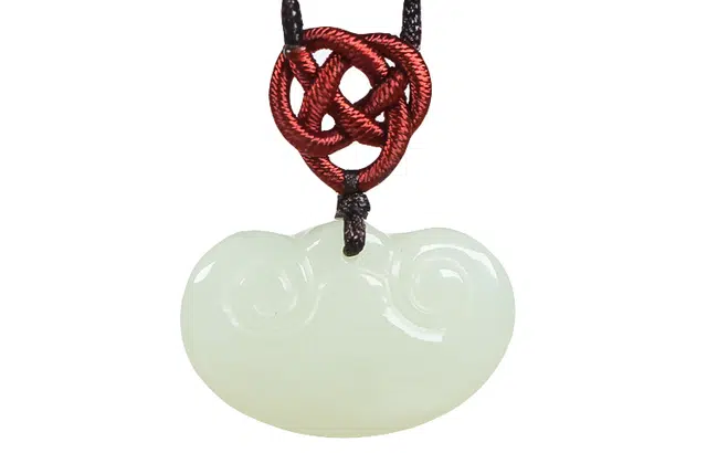 舒杰 白皙如意宝宝锁挂件 和田玉 和田玉项链 男女同款情侣款 白玉