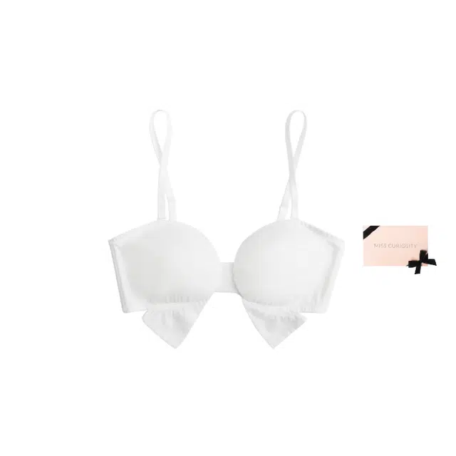 好奇蜜斯无钢圈内衣女夏季薄款闪光法式小胸文胸套装 好奇蝴蝶结 礼盒装