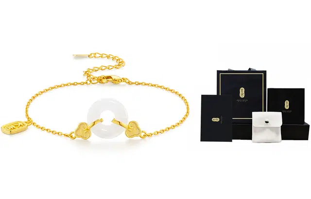 吉珂 朝暮安 吉祥如意平安扣手链女 祥云国风大吉牌可调节简约设计感手链闺蜜款 学生通勤风精致气质手饰