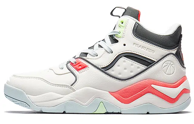 特步 防滑耐磨 高帮 运动休闲鞋 白灰