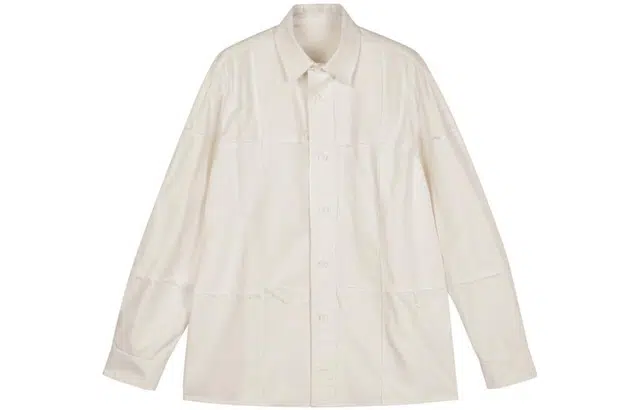 速写 纯色拼接休闲长袖衬衫 男款