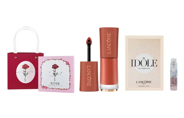 兰蔻 菁纯柔润/小蛮腰口红/粉金口红/小蛮腰粉金管+是我香水+粉色浪漫玫瑰礼盒 滋润显气色