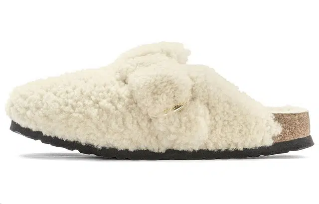 Birkenstock Beige Shearling Slide