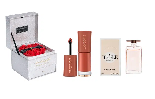 兰蔻 菁纯柔润/小蛮腰口红/粉金口红/小蛮腰粉金管+是我香水+闪耀永生花礼盒 滋润显气色