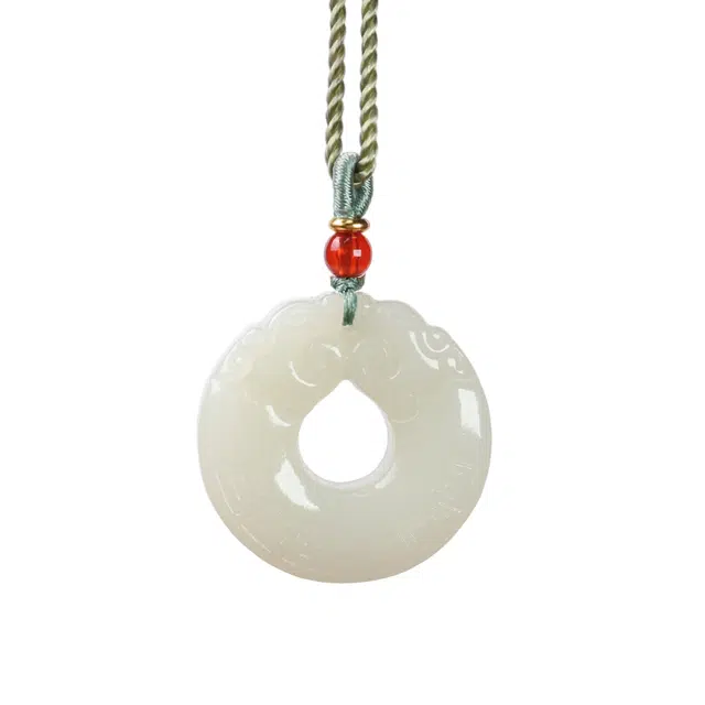 舒杰 手工编织搭配 和田玉双龙守护 和田玉 和田玉项链 男女同款情侣款 白玉