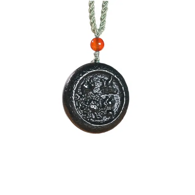 舒杰 油润花开富贵和田玉手工编织绳项链 和田玉 和田玉项链 男女同款情侣款 青玉