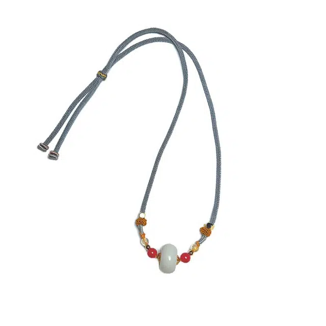 舒杰 相思红豆白玉转运珠 和田玉 和田玉项链 男女同款情侣款 白玉