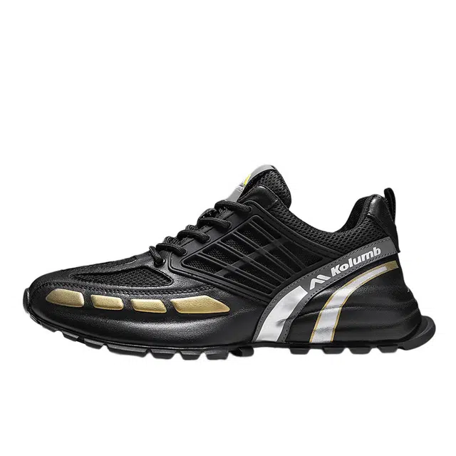 哥仑步 网布牛皮 休闲舒适百搭 防滑耐磨透气 低帮 生活休闲鞋 男款