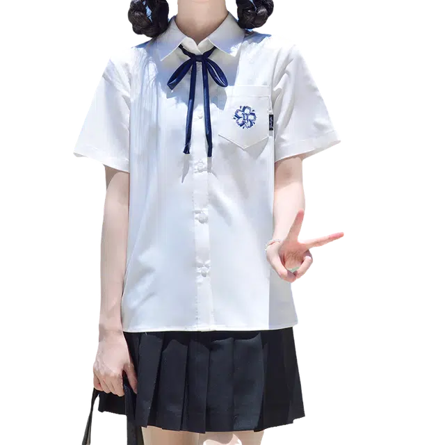 御茶家 基础款纯色刺绣衬衫 女款 白色