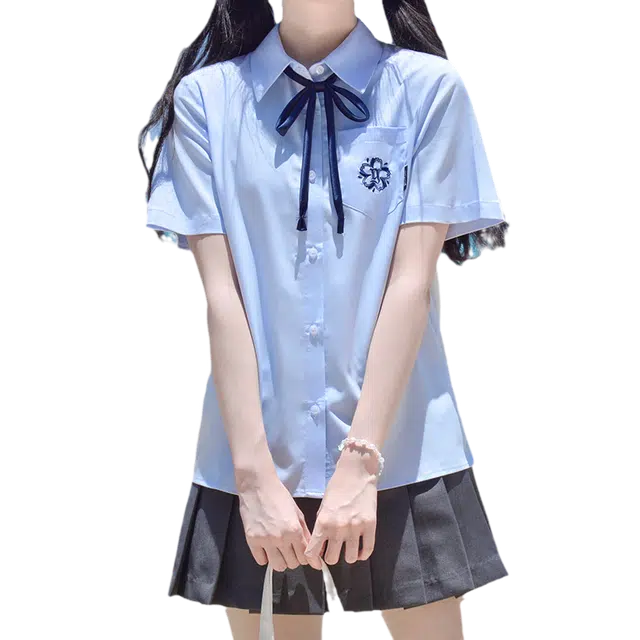 御茶家 基础款纯色刺绣衬衫 女款 白色