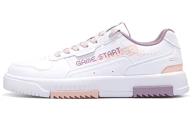 特步 时尚潮流 低帮 板鞋 女款 白粉