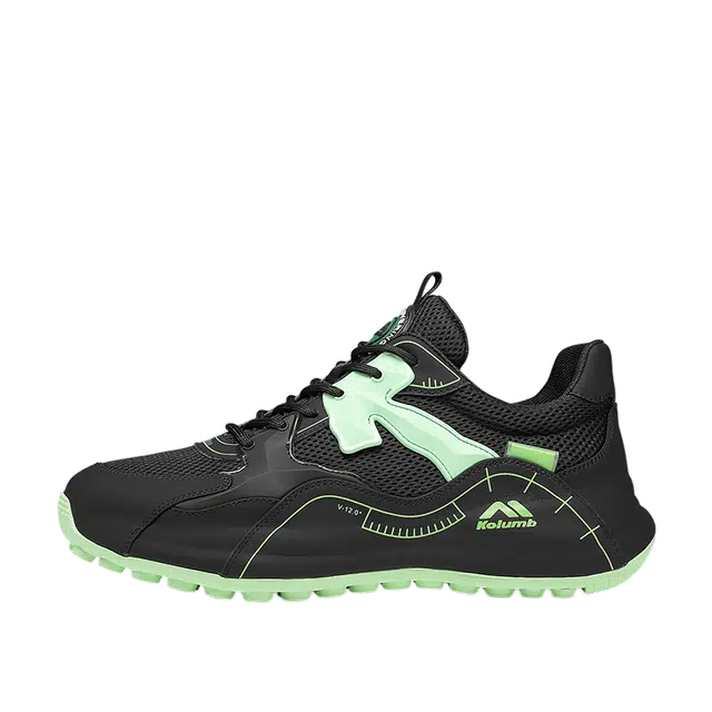 哥仑步 网面透气 厚底舒适 低帮 生活休闲鞋 男款 黑绿