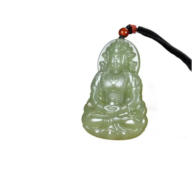 舒杰 湖水绿普度众生观音 和田玉 和田玉吊坠 男女同款情侣款 青白玉