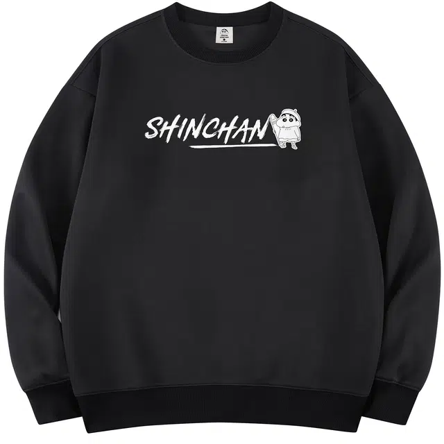 蜡笔小新 卡通涂鸦星星字母印花宽松套头圆领卫衣 男女同款