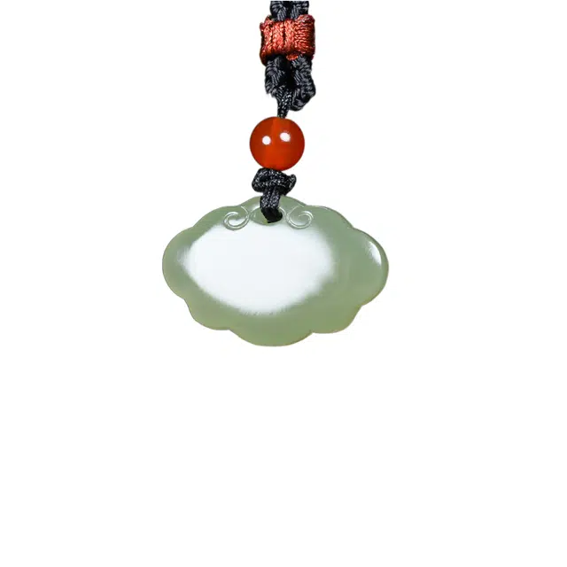 舒杰 湖水绿如意锁平安锁 和田玉 和田玉吊坠 男女同款情侣款 青白玉