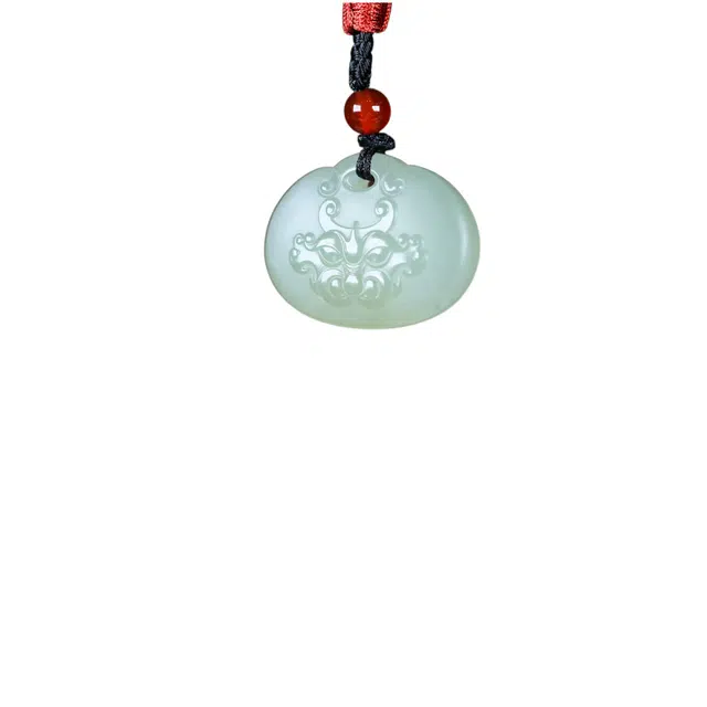 舒杰 兽面福锁平安锁 和田玉 和田玉吊坠 男女同款情侣款 青白玉