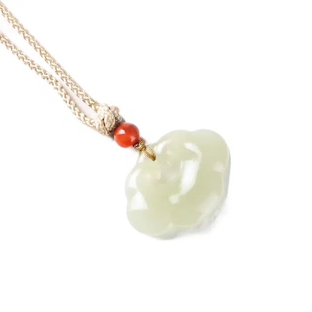 舒杰 晴水祥云如意 如意锁 和田玉 和田玉项链 男女同款情侣款 青白玉