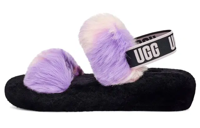 UGG Cozy Plush Slide Black White Purple