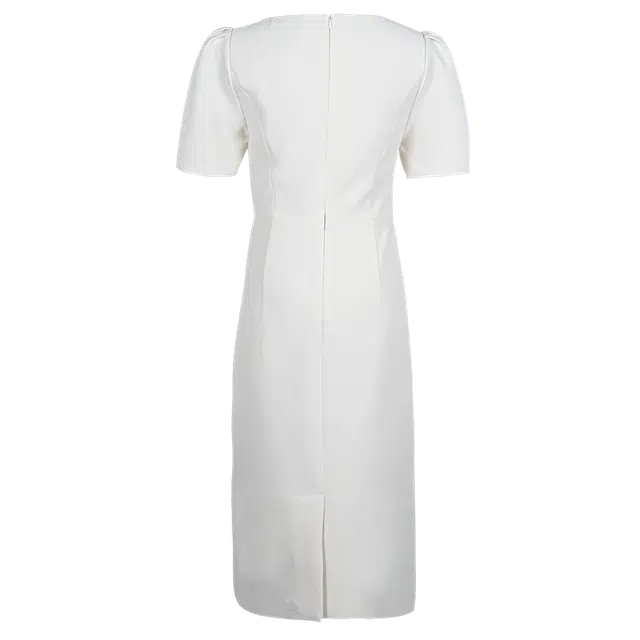 米思阳 法式优雅方口领收腰高腰包臀裙短袖连衣裙 米杏色