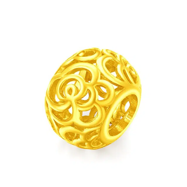 周大福 花韵镂空转运珠 足金 按克计价 黄金吊坠 男女同款情侣款