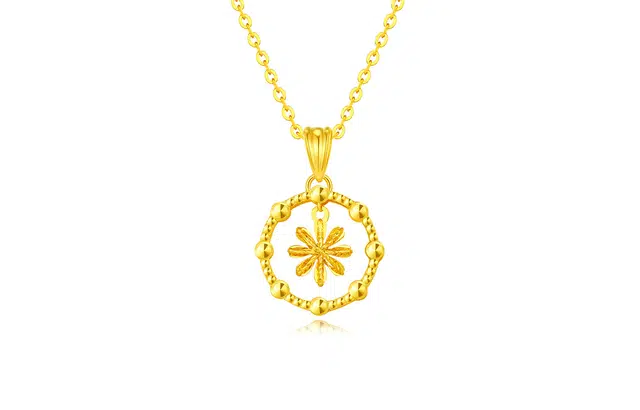 中国黄金 珍·如金 繁花似锦 清新甜美个性雪花圆环 足金 按克计价 黄金项链 女款