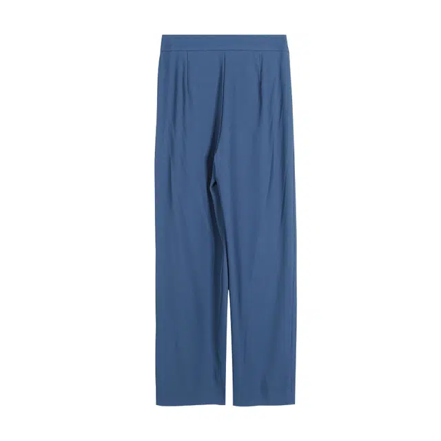 米思阳 净色高腰直筒休闲裤 女款 蓝色