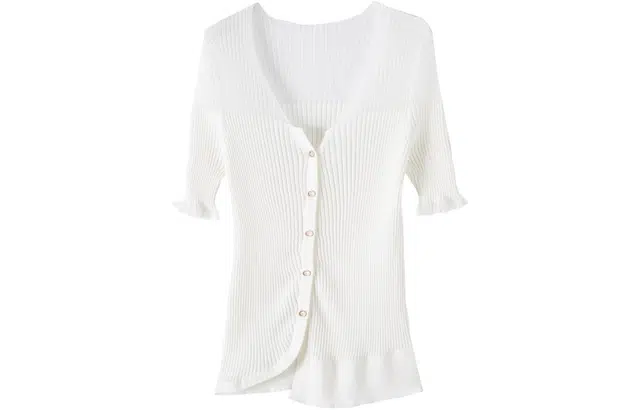 【dme】 纯色开衫薄款长袖针织衫 女款 本白