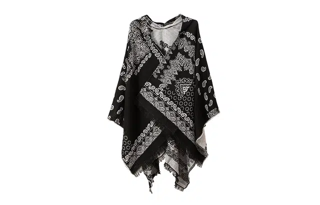 白卷 旅行民族风条纹斗篷 秋冬开叉加厚时尚 披肩 女款